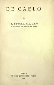 Cover of: De caelo by Aristotle