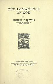 Cover of: The immanence of God by Bowne, Borden Parker, Bowne, Borden Parker