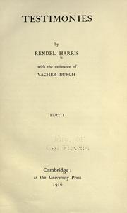 Cover of: Testimonies by J. Rendel Harris