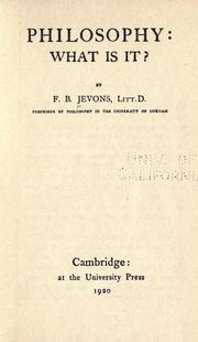 Cover of: Philosophy by F. B. Jevons