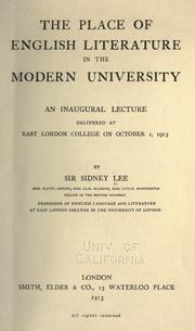 Cover of: The place of English literature in the modern university by Sir Sidney Lee