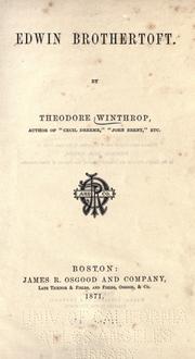 Cover of: Edwin Brothertoft by Theodore Winthrop