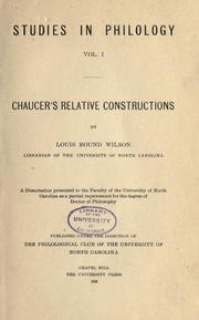 Cover of: Chaucer's relative constructions. by Wilson, Louis Round