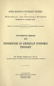 Cover of: Tendencies in American economic thought by Sidney Sherwood