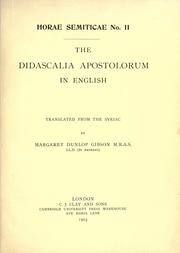 Cover of: The Didascalia apostolorum in English by tr. from the Syriac by Margaret Dunlop Gibson.