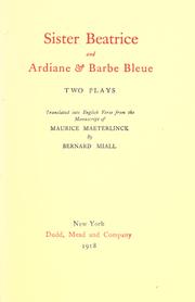 Cover of: Sister Beatrice by Maurice Maeterlinck