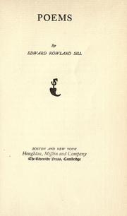 Cover of: Poems by Edward Rowland Sill