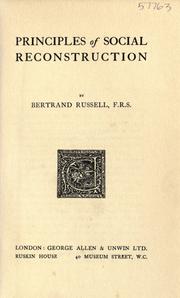 Cover of: Principles of social reconstruction by Bertrand Russell
