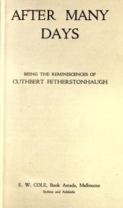 Cover of: After many days by Cuthbert Fetherstonhaugh, Cuthbert Fetherstonhaugh