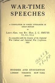 Cover of: War-time speeches by Jan Christiaan Smuts