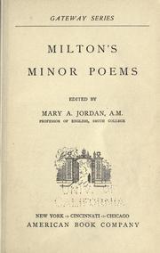 Cover of: Milton's minor poems by John Milton, John Milton