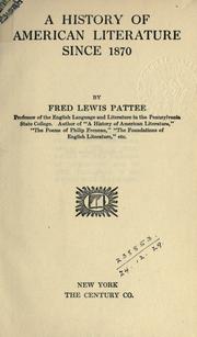 Cover of A history of American literature since 1870.
