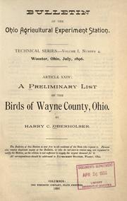 Cover of: A preliminary list of the birds of Wayne County, Ohio.