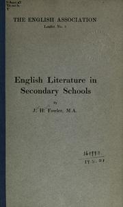 Cover of: English literature in secondary schools.
