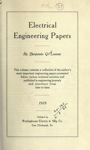 Cover of: Electrical engineering papers by Benjamin Garver Lamme