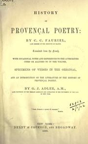 Cover of: History of Proven©ʻcal poetry by C. C. Fauriel