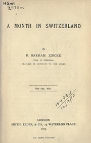 Cover of: A month in Switzerland.