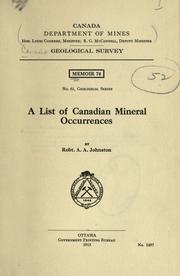 Cover of: list of Canadian mineral occurrences.