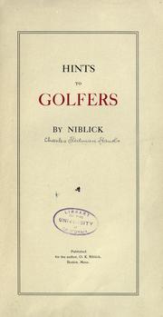 Cover of: Hints to golfers