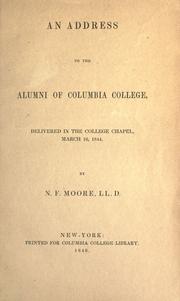 Cover of: address to the alumni of Columbia College: delivered in the college chapel March 16, 1844