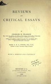 Cover of: Reviews and critical essays. by Charles Henry Pearson, Charles Henry Pearson