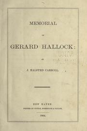 Cover of: Memorial of Gerard Hallock