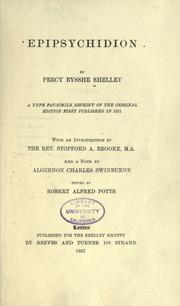 Cover of: Epipsychidion by Percy Bysshe Shelley
