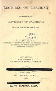 Cover of: Lectures on teaching: delivered in the University of Cambridge during the Lent term, 1880