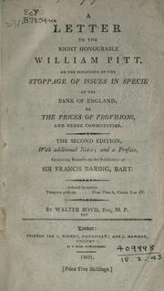 Cover of: A letter to the Rt. Hon. William Pitt