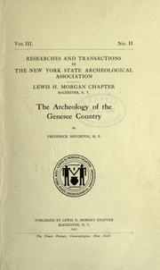 The archeology of the Genesee country by Frederick Houghton