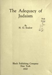 Cover of: The adequacy of Judaism