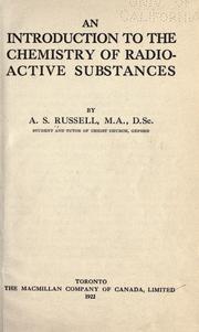 Cover of: An introduction to the chemistry of radioactive substances