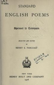 Cover of: Standard English poems by Pancoast, Henry Spackman, Pancoast, Henry Spackman