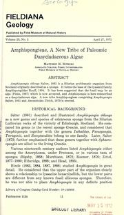 Cover of: Amphispongieae, a new tribe of Paleozoic dasycladaceous algae
