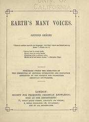 Cover of: Earth's many voices.: 2nd series ...