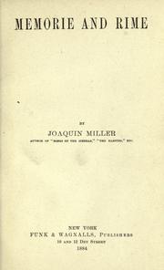 Cover of: Memorie and rime by Joaquin Miller, Joaquin Miller