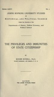 Cover of: The privileges and immunities of state citizenship by Roger Howell
