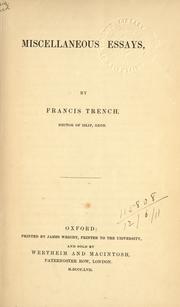 Cover of: Miscellaneous essays. by Francis Trench