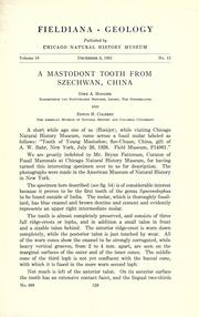 Cover of: A mastodont tooth from Szechwan, China
