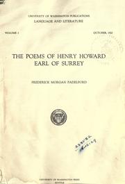 Cover of: The poems of Henry Howard, earl of Surrey [ed. by] Frederick Morgan Padelford. by Henry Howard Earl of Surrey