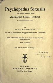 Cover of: Psychopathia Sexualis: with especial reference to the antipathic sexual instinct, a medico-forensic study