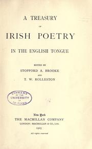 Cover of: A treasury of Irish poetry in the English tongue by Brooke, Stopford Augustus