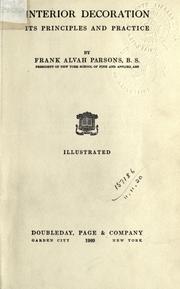 Cover of: Interior decoration by Parsons, Frank Alvah