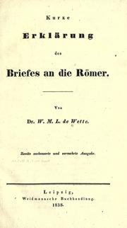 Cover of: Kurze Erkl©·arung des Briefes an die R©·omer