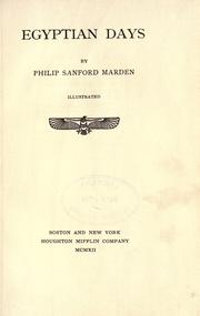 Cover of: Egyptian days by Philip Sanford Marden