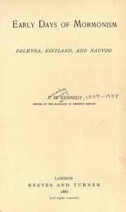Cover of: Early days of Mormonism by Kennedy, James Harrison