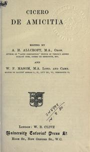 Cover of: De amicitia. by Cicero