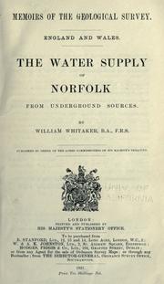 Cover of: The water supply of Norfolk from underground sources