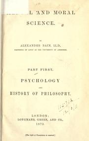 Cover of: Mental and moral science. by Alexander Bain