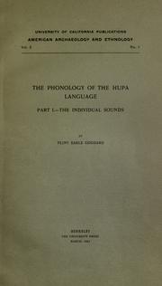 Cover of: The phonology of the Hupa language by Pliny Earle Goddard